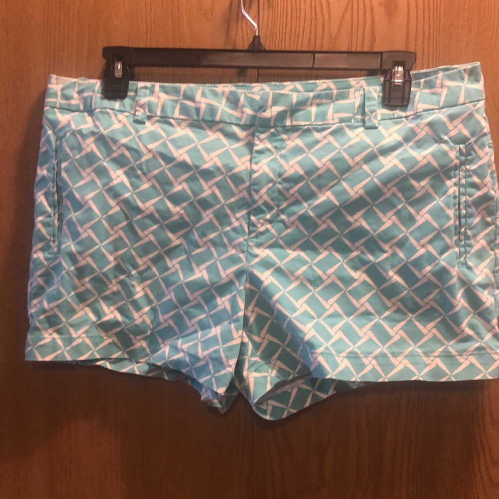 White and turquoise shorts